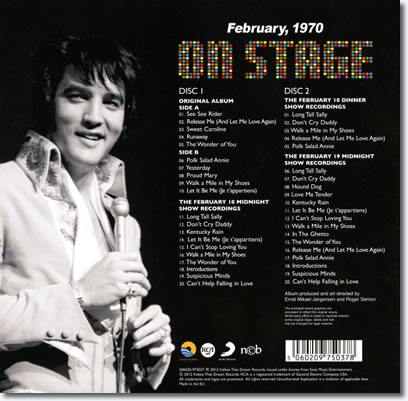 On Stage : February, 1970 : FTD 2 CD Special Edition : The Back Cover.